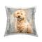 Stupell Industries Smiling Labradoodle Dog Patchwork Grey Beige Pattern Throw Pillow 18" x 18"